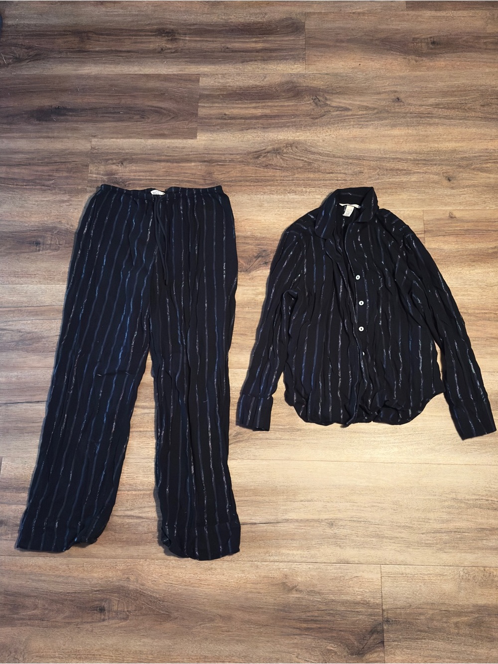 Victoria's Secret Black Striped Pajama Set
